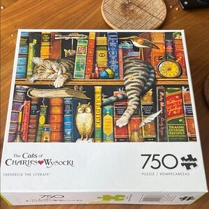 Buffalo David Bitton Cat Puzzle with Books - 750 Pieces